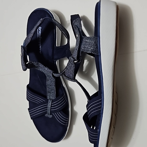 Grasshopper Memory Deluxe Denim  Blue Suede  Sandals Size 9W #S-184 - Picture 1 of 9